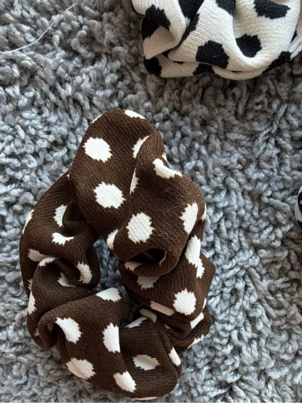 Animal Print Scrunchie Set - Black, White, Brown, Cream